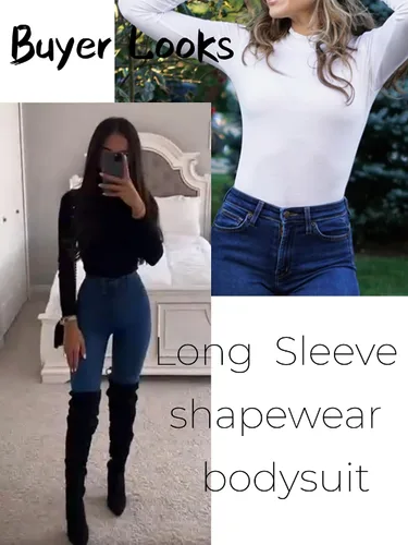 Vista 3 de LOOKUB Body de manga larga con forro polar para mujer, cálido, con forro polar, cuello de tortuga