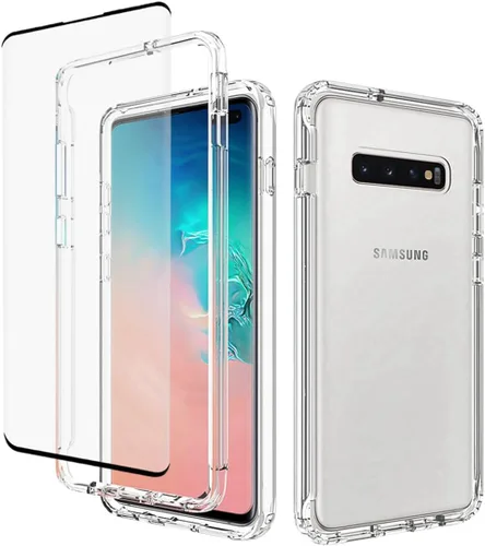 Vista 9 de Funda para Galaxy S10+ Plus, SM-G975U con protector de pantalla de vidrio templado, carcasa rígida de protección de diseño floral de cuerpo completo