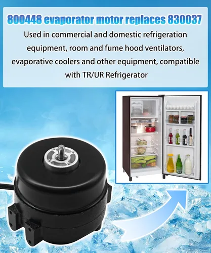 Vista 4 de 800448 830037 Motor del ventilador del evaporador compatible con refrigerador TR/UR, el motor del ventilador del condensador reemplaza 800448 830037