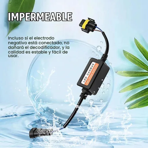 Vista 5 de 2 piezas de decodificador de luz LED para auto, H11/H8/H9, bombilla LED antiparpadeo, arnés de cancelación de código de error, decodificador Canbus