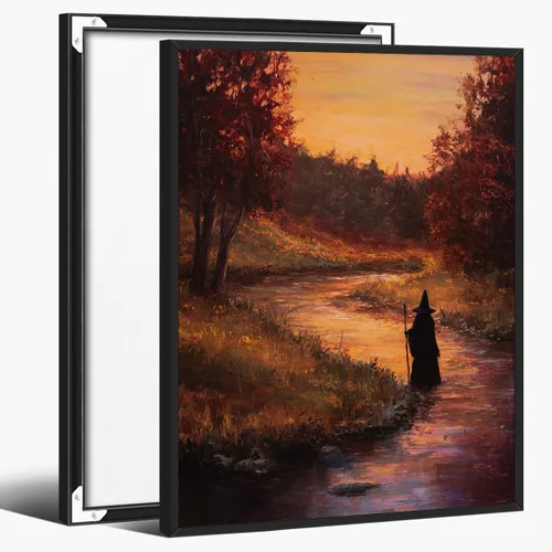 Vista 21 de Bonito arte de lectura de fantasmas, póster de pared de bosque de Halloween con hongos y plantas, impresión de lectura de fantasmas caprichosa