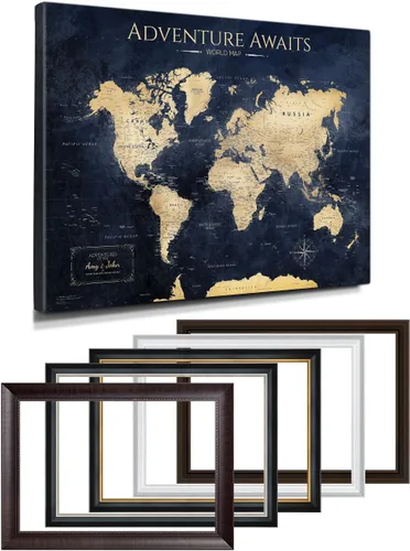Vista 34 de IPIC - Lienzo con mapas de EE. UU. para decoración de pared, mapa con pin de empuje para marcar viajes, mapa de viaje impreso de EE. UU.