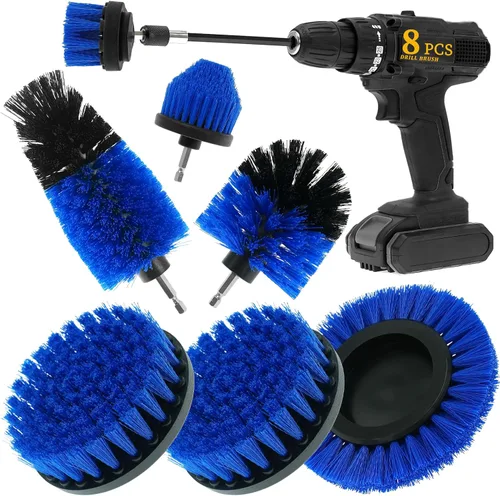 Vista 11 de Juego de 8 piezas de accesorios para cepillo de taladro, kit de cepillo de limpieza de potencia con accesorio largo extendido, cepillos de taladro