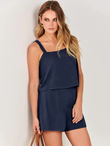 Vista 9 de ANRABESS Womens 2 Piece Outfits Linen Square Neck Crop Short Set Lounge Matching Sets 2024 Summer Trendy Clothes