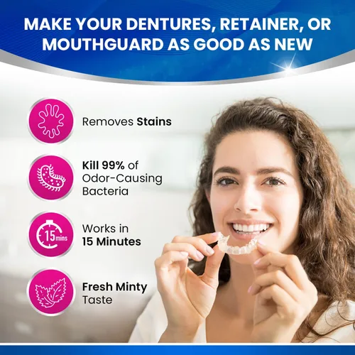 Vista 4 de 120 unidades de limpiador de retenedores y pastillas de limpieza de dentaduras – Limpiador bucal y pastillas limpiadoras de dentaduras postizas