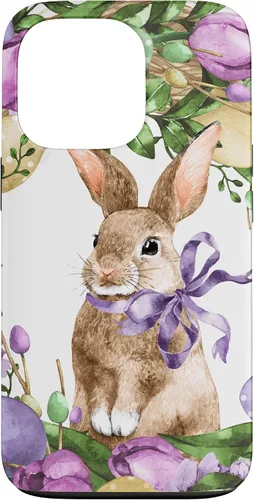 Vista 10 de Floral Easter Bunny Wreath Decor for Women Cute Easter Day Case for iPhone 17