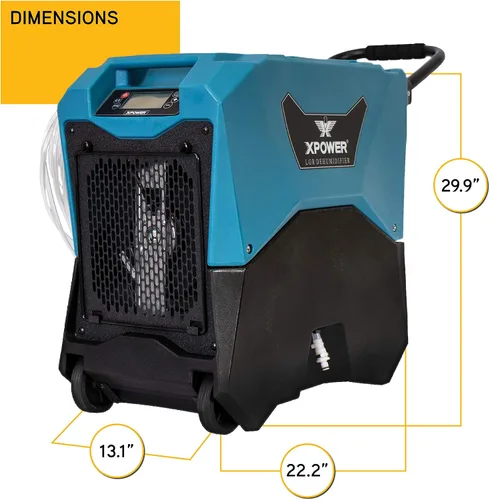 Vista 6 de XPOWER Deshumidificador LGR comercial XD-85LH para sótanos y espacios de arrastre - Azul