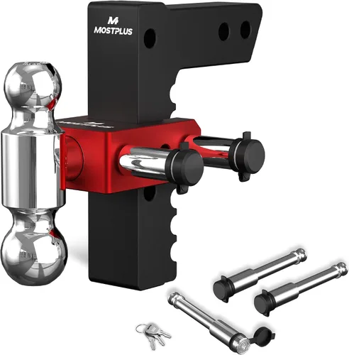 Vista 19 de MOSTPLUS Enganche de remolque de aluminio compatible con receptor de 2 pulgadas, 2 bolas con bolas de 2 pulgadas y 2-5/16 pulgadas, altura ajustable