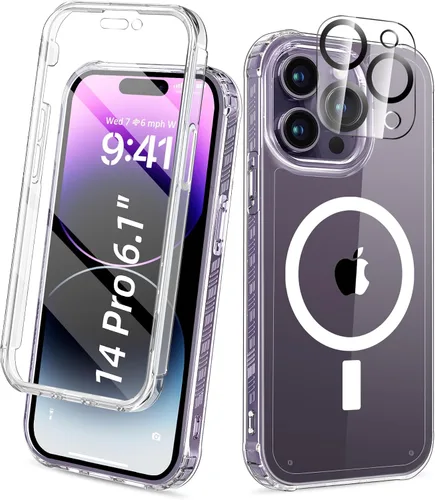 Vista 26 de Funda para iPhone 15 de cuerpo completo, protector de pantalla integrado, con protector de lente de cámara, [antiamarilleamiento], funda protectora