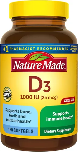 Vista 9 de Nature Made Vitamina D3 1000 UI (25 mcg), 100 cápsulas blandas de vitamina