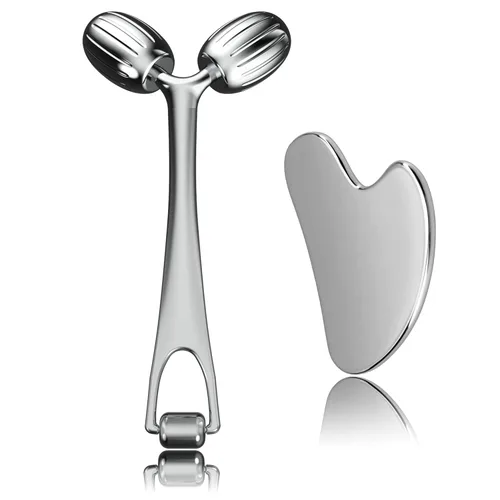 Vista 7 de Yeamon Gua Sha - Juego de herramientas faciales y rodillo facial, herramienta de masaje facial para la rutina de cuidado de la piel de las mujeres