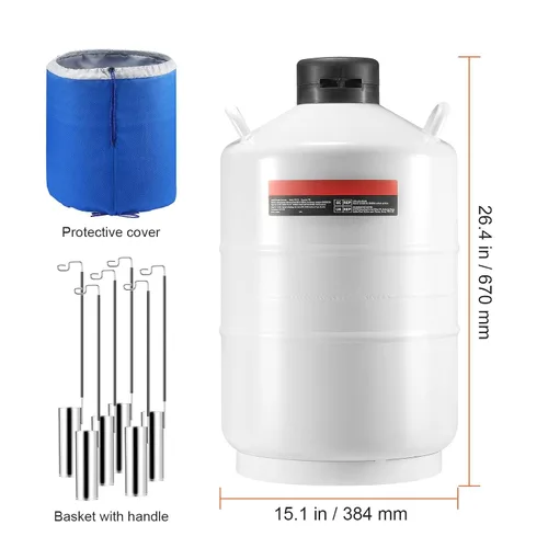 Vista 8 de Happybuy Tanque de nitrógeno líquido de 20L, aleación de aluminio LN2 Dewar con 6 botes, bolsa de transporte y correas, tanque criogénico