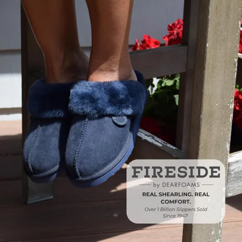 Vista 15 de Dearfoams Fireside Sydney Pantuflas anchas de piel de oveja para mujer, para interiores y exteriores
