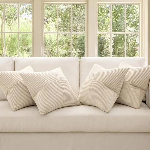 Vista 2 de MIULEE - Juego de 4 fundas de almohada beige de 16x16 pulgadas estilo bohemio con mosaico, fundas de cojín modernas estilo granja con cremallera