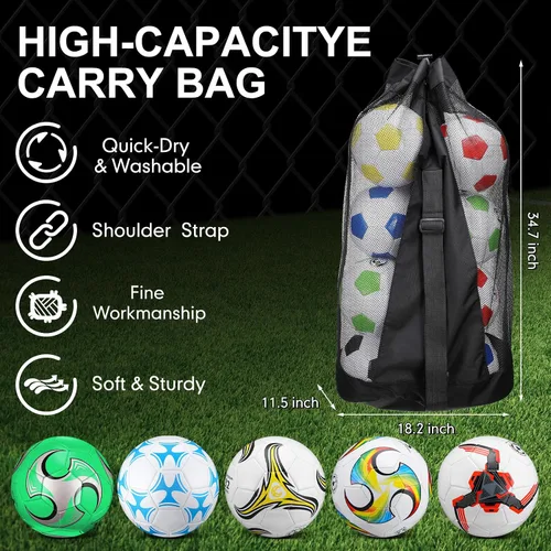 Vista 3 de Libima 13 Piezas Pelotas de Fútbol a Granel 10 Piezas Pelota de Fútbol Oficial con 2 Bombas y Bolsa de Transporte Entrenamiento Interior y Exterior
