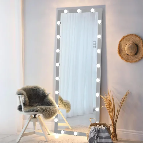 Vista 9 de Espejo de longitud completa con luces, espejo de cuerpo de 63 x 24 pulgadas con 22 bombillas LED regulables, 3 modos de color, control táctil