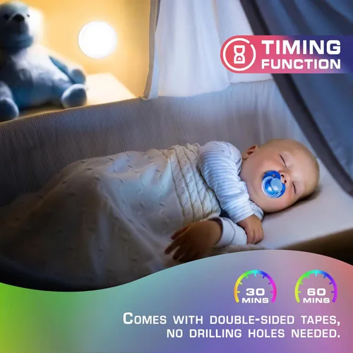 Vista 6 de EverBrite Luz de grifo, luz de empuje, luces LED de disco con 12 colores RGB, luz táctil inalámbrica debajo del gabinete, luz nocturna de 80 lúmenes