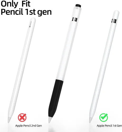 Vista 5 de Compatible con Apple Pencil de 1ª generación, funda de silicona antideslizante, [con 10 fundas de punta de silicona] para Apple Pencil de 1ª Negro