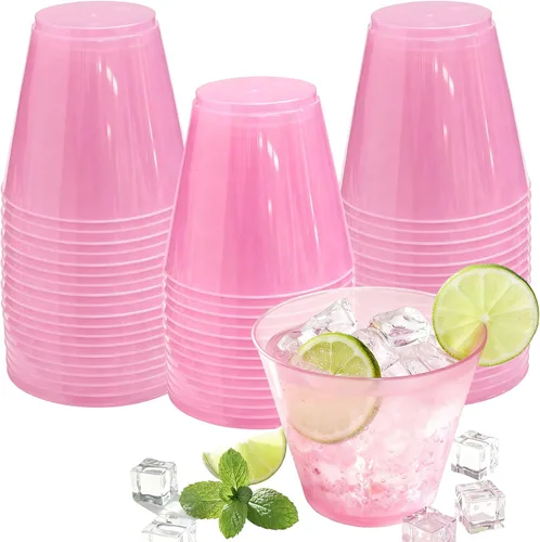 Vista 21 de Glowserve Paquete de 50 vasos de plástico transparente de 9 onzas, vasos de plástico azul transparente para cóctel, vasos desechables para fiestas