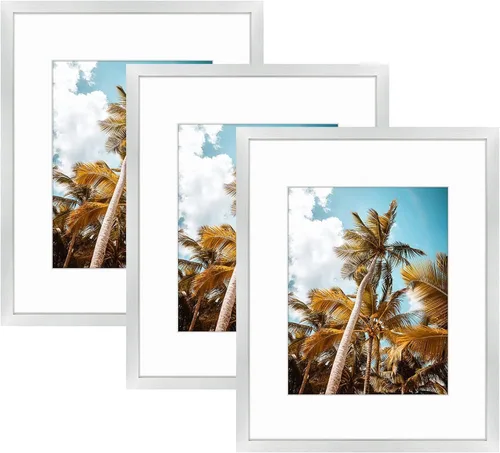 Vista 139 de Frametory, Marco de fotos de 11 x 14 pulgadas con paspartú para fotos de 8 x 10 pulgadas, moldeado ancho de vidrio de alta definición, accesorios