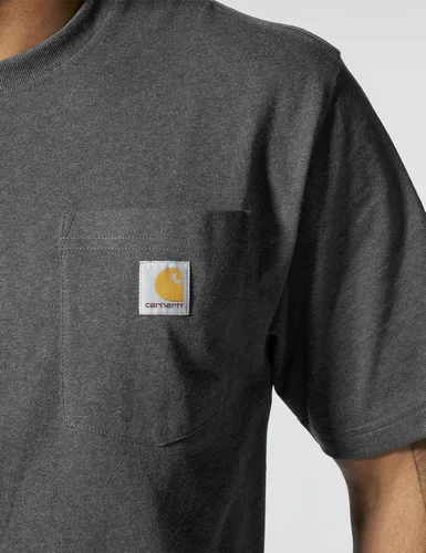 Vista 6 de Carhartt Camiseta con bolsillo Iconic K87 para hombre Gris (Carbon Heather)