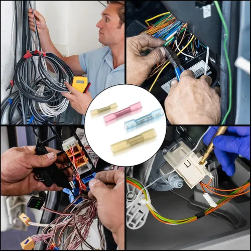 Vista 7 de Kit de 130 conectores a tope termorretráctiles, kit de conectores de cable eléctrico de empalme a tope de 10-26 AWG, terminales de crimpado