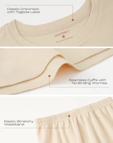 Vista 4 de INNERSY Conjunto de ropa interior térmica para mujer, ultra suave, capa base larga para clima frío