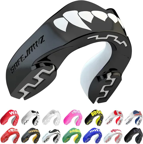 Vista 19 de SAFEJAWZ American Flag Mouth Guard, Youth Dual Layer Mouthguard with Case Bandera estadounidense