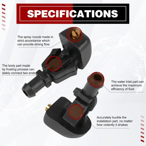 Vista 3 de OTUAYAUTO Boquillas ajustables para limpiaparabrisas – Repuesto para Ford F150 2004-2013 – Reemplaza al OEM #: 3W7Z17603AA, kit de chorro