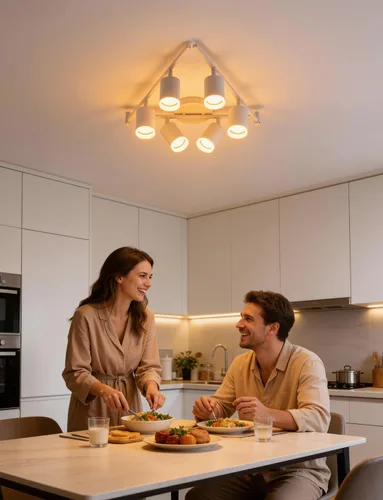 Vista 10 de Bojim Cabeza ajustable blanca del techo de los accesorios de iluminación de Blanco