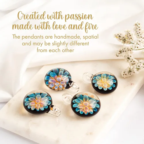 Vista 5 de TomlitArt - Colgante de flor de cristal hecho a mano, collar de joyería de arte, regalo único para mujeres y niñas, cadena de color plateado