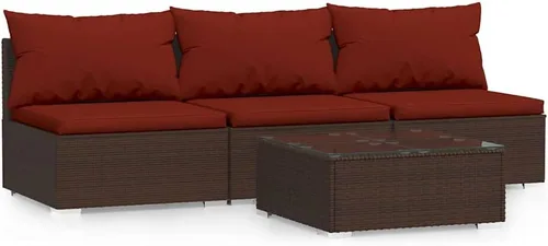 Vista 11 de Patio 3 Seater Sofa with Cushions Brown Poly Rattan Brown and Green