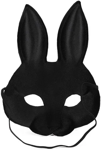 Vista 5 de Máscara de conejo de media cara para Halloween, Pascua, carnaval, fiesta de mascarada