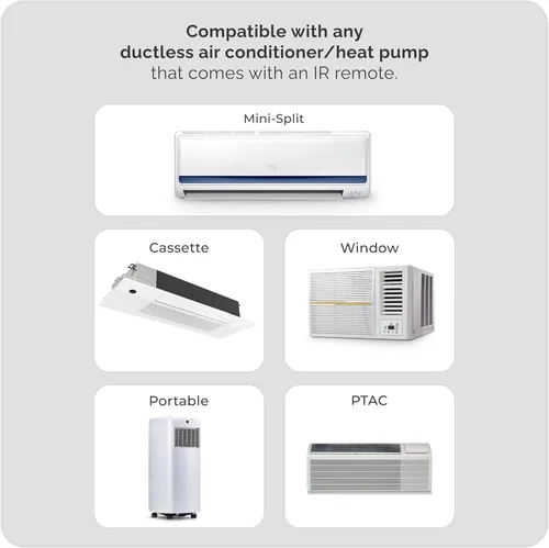 Vista 2 de Breez Max - Termostato inteligente WiFi para mini-Split, ventana, CA portátil (negro) AHR Product of the Year Smart AC Controller AI-Based
