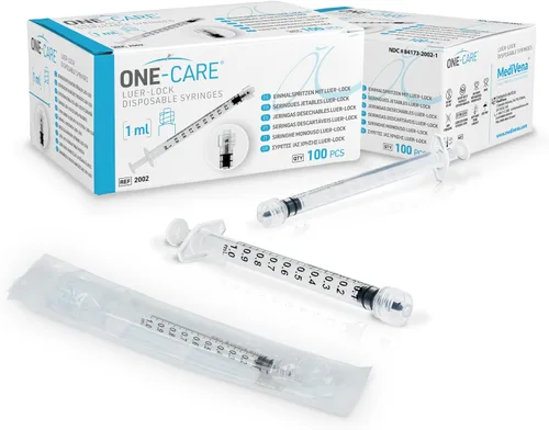 Vista 5 de ONE-CARE Jeringa Luer-Lock, 0.03 fl oz, 100 unidades, envasada en ampolla