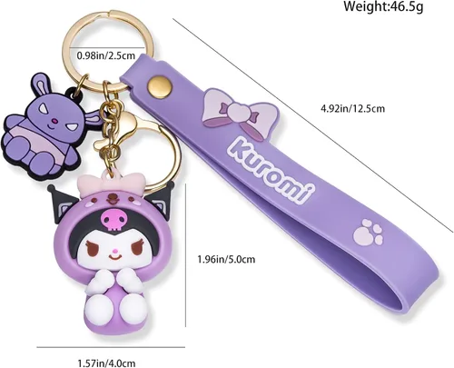 Vista 5 de Lindo llavero Kawaii de dibujos animados Sanrio kawaii llavero colgante para mochilas de coche, accesorios joyería