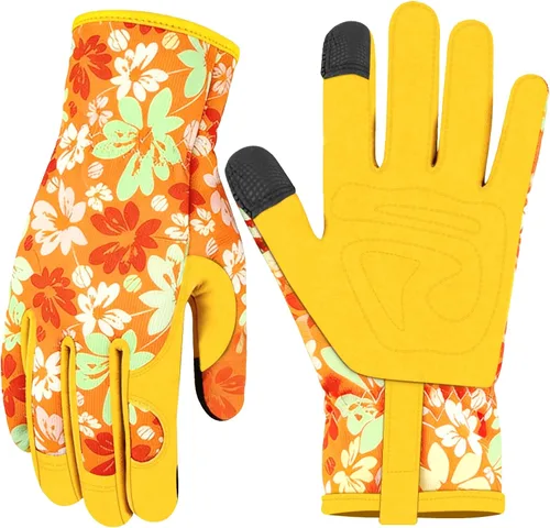Vista 28 de Guantes de Jardinería de Cuero MERTURN para Mujeres, Guantes de Jardín a Prueba de Espinas, Guantes de Trabajo Compatibles con Pantalla Táctil