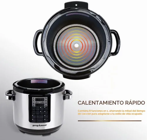 Vista 9 de Olla a presión eléctrica 9 en 1 de 6 cuartos de galón, olla antiadherente programable multifuncional, olla de cocción lenta, arroz, vaporera