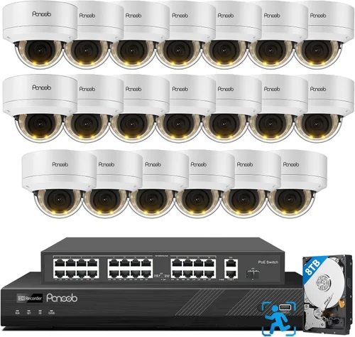 Vista 13 de Sistemas de cámaras de seguridad con cable PoE con disco duro de 2 NVR de 8 canales de 5MP, 4 cámaras IP domo para exteriores de 5MP 0.1 in
