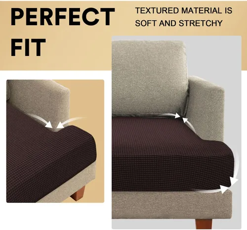 Vista 6 de PrinceDeco Funda elástica para sofá biplaza con cojín en forma de T para sofá de 2 cojines, funda de asiento con parte inferior elástica, apta