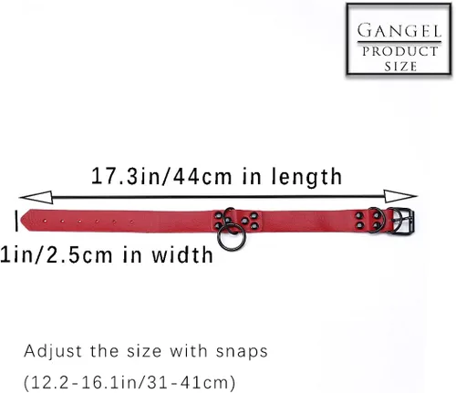 Vista 6 de Gangel Gargantilla circular de piel sintética con collar de roca gótica ajustable accesorio para disfraz de cosplay paquete de 1