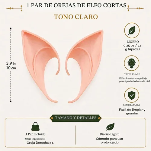 Vista 3 de COOLJOY Orejas cortas de elfo, 1 par, accesorio de cosplay de tono claro