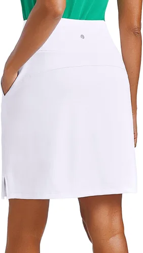 Vista 14 de PINSPARK Falda pantalón de 20 pulgadas para mujer, longitud a la rodilla, UPF 50+, faldas de golf con 3 bolsillos, cintura alta, falda pantalón