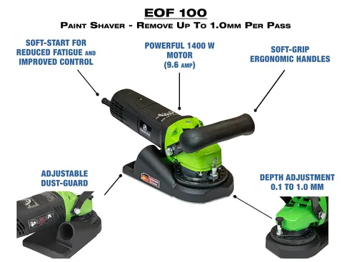 Vista 3 de CS Unitec EOF 100 WD Kit de pelador/afeitadora de pintura para quitar pintura, recubrimientos, barniz, látex y otros materiales de superficies