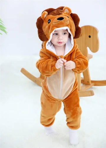 Vista 2 de AGQT Unisex Baby Christmas Animal Costume Flannel Hooded Romper Size 0-36 Months