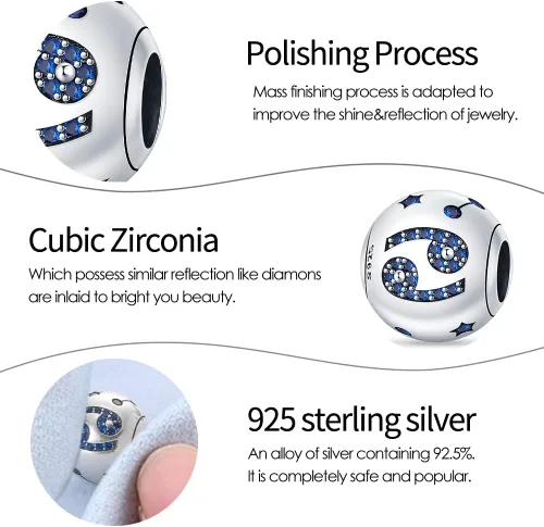 Vista 20 de Pandach 12 dijes de cumpleaños con signo del zodiaco de plata de ley 925 con piedra natal para mujer, pulsera, collar, pulsera, regalo para mujeres