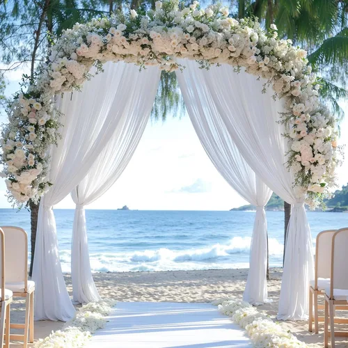 Vista 30 de Cortinas de telón de fondo transparentes para arco de boda de 28 pulgadas x 19 pies Negro