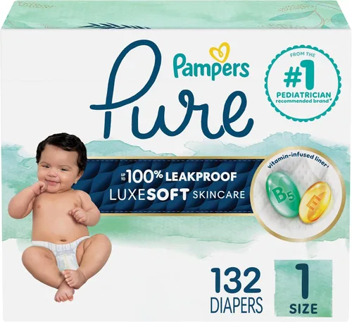 Vista 10 de Pañales para recién nacido/talla 1 (8-14 libras), 35 unidades – Pampers Pure Protection desechables para bebé, protección hipoalergénica y sin