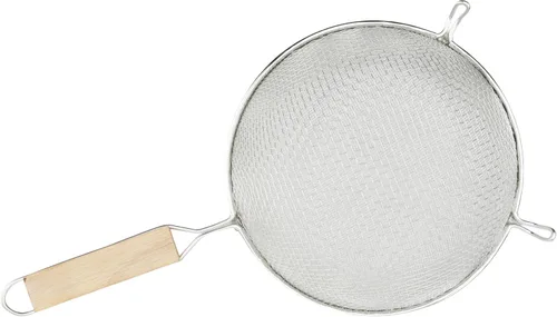 Vista 2 de Winco Colador, 8.0 in de diámetro, malla doble fina, mediano, estaño, marrón