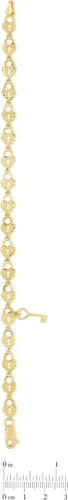 Vista 3 de Pulsera de oro amarillo de 10 quilates con acabado texturizado en forma de corazón y eslabones de llave, Metal, no conocido